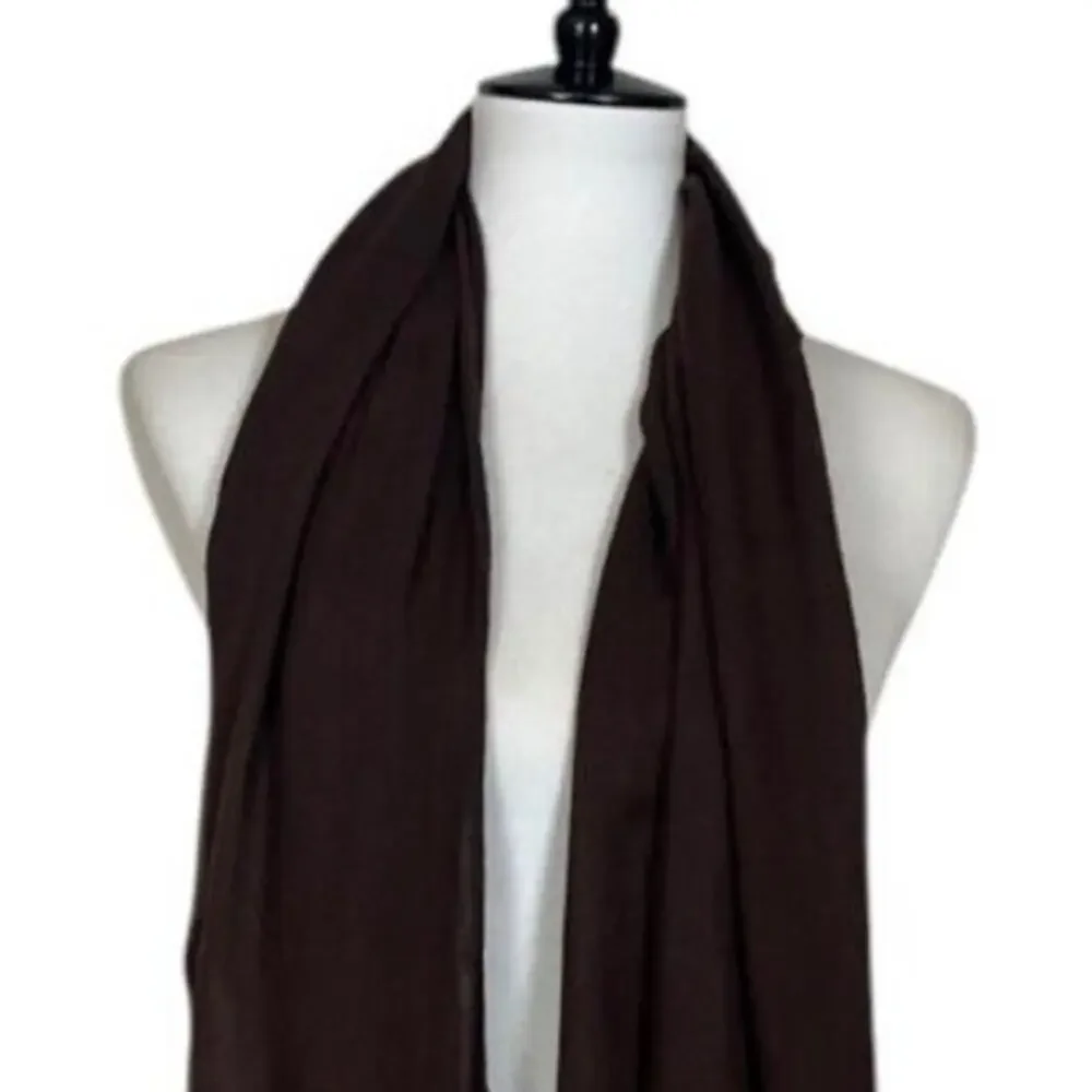 Women’s Bundle 3 Oblong Scarfs Solid Neutral Color Fringe Tan Orange Brown Tan